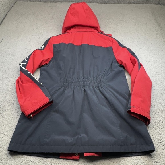 Tommy Hilfiger Jacket Mens Medium Red Navy Hooded All Weather Parka - Picture 3 of 10